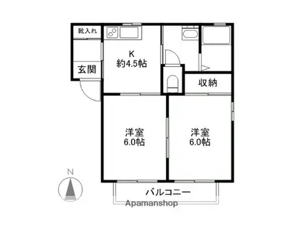 フローラABC(2K/1階)の間取り写真