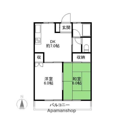 八木ハイツ(2DK/1階)の間取り写真