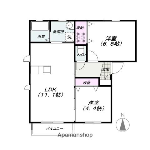 カーサプレーナAB(2LDK/1階)の間取り写真