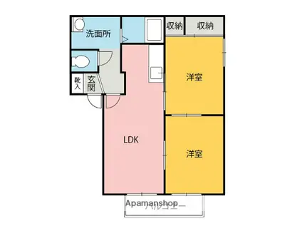 ヴィルヌーブ(2LDK/2階)の間取り写真