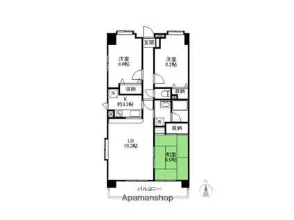 ライフコア前橋(3LDK/5階)の間取り写真