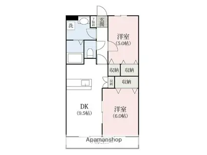 サンレジデンス田口Ⅰ(2DK/1階)の間取り写真