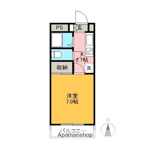 ブラウンハイツ表町(1K/5階)の間取り写真