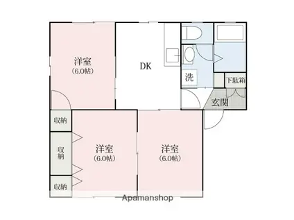 ウエストリーブル(3DK/1階)の間取り写真