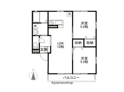 サンシティ高井A・B(2LDK/2階)の間取り写真