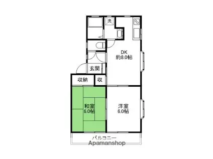 ΑNEXT前橋第2ABC(2DK/1階)の間取り写真