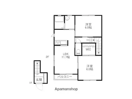 ラフィーネA・B(2LDK/2階)の間取り写真