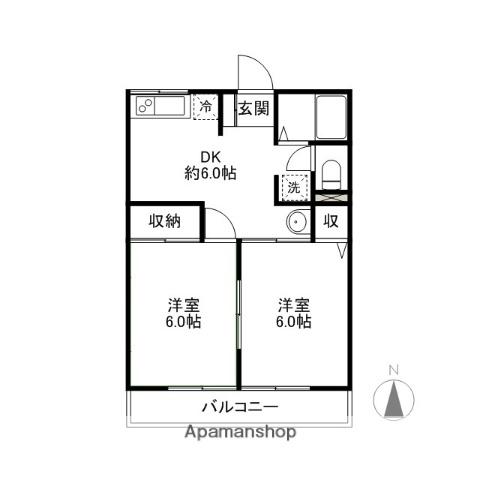 ミツモリハイツA・B(2DK/2階)の間取り写真