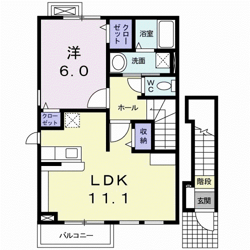 フェリーチェⅡ(1LDK/2階)の間取り写真