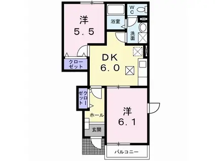 アヴニールメゾンKⅠ(2DK/1階)の間取り写真