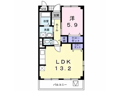 グレイスマンションⅡ(1LDK/1階)の間取り写真