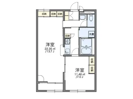 レオパレスアザミ(1LDK/2階)の間取り写真