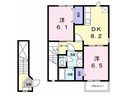 リジェールフルールA(2DK/2階)の間取り写真