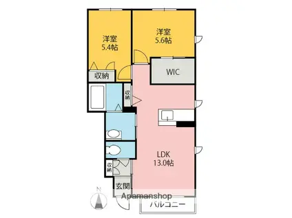 エトワルCD(2LDK/1階)の間取り写真