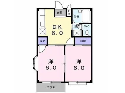 ロジュマンズY(2DK/1階)の間取り写真