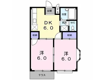 ロジュマンズY(2DK/1階)の間取り写真