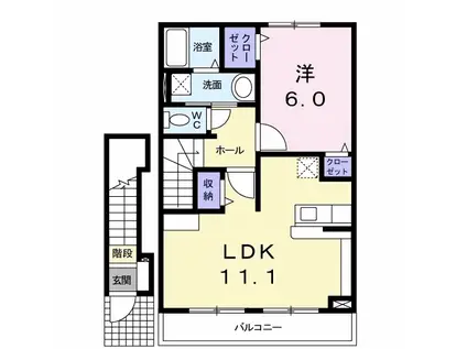 アザレア(1LDK/2階)の間取り写真