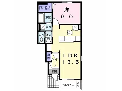 ポラリス6号館(1LDK/1階)の間取り写真