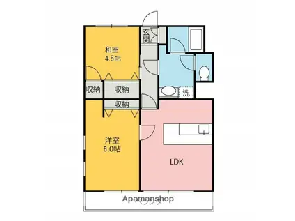 ジュネシオン小出(2DK/3階)の間取り写真