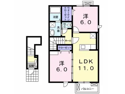 VENUS Ⅰ(2LDK/2階)の間取り写真