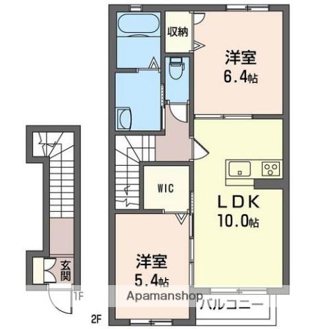 コートヴェールⅡ(2LDK/2階)の間取り写真