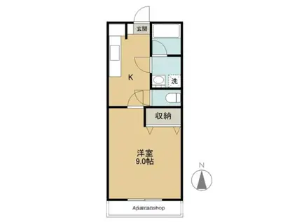 コモドカーサ下小出(1DK/2階)の間取り写真