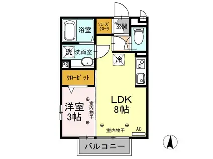 セントラルヴィレッジ B(1LDK/2階)の間取り写真