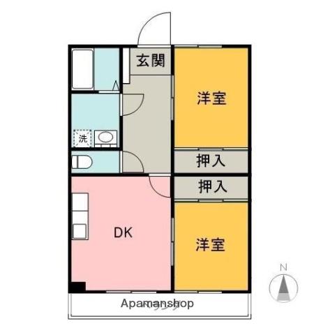 南部ハイツ(2LDK/4階)の間取り写真
