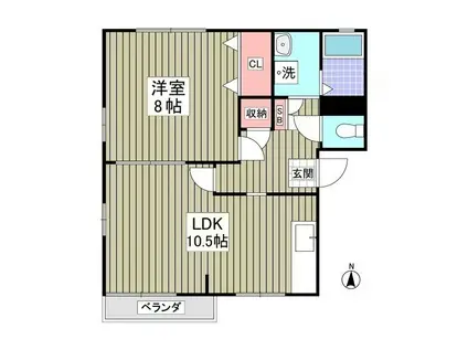 アルスナガイA(1LDK/2階)の間取り写真