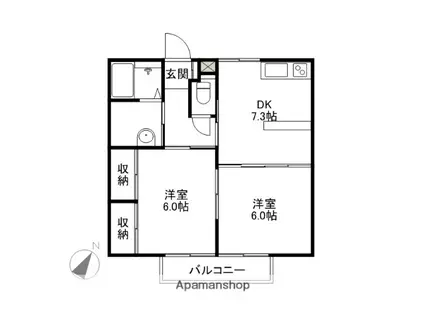 シティハイツひまわりA・B(2DK/2階)の間取り写真