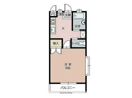 ロイヤルベル(1K/2階)の間取り写真