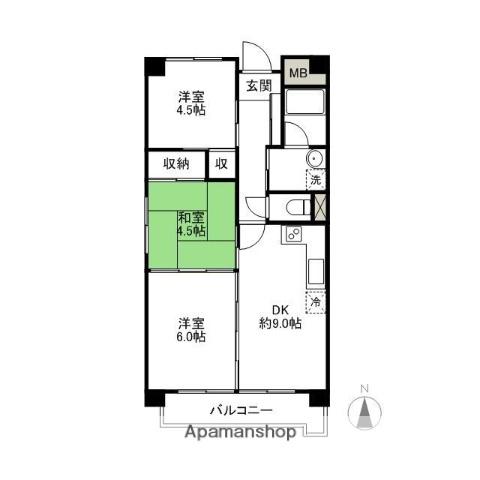 ツインヴィラ大島A(3DK/4階)の間取り写真
