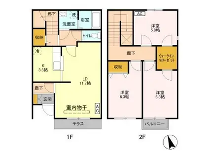 リーブル II(3LDK)の間取り写真