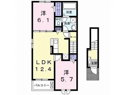 グレイスパークⅠ(2LDK/2階)の間取り写真