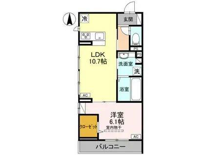 DーROOM FIORE N(1LDK/3階)の間取り写真