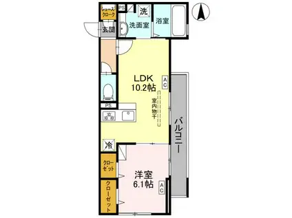 DーROOM FIORE N(1LDK/2階)の間取り写真