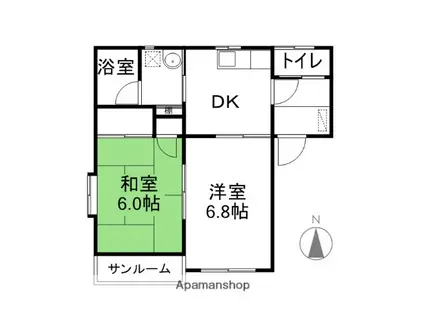 クレヨンハウス3(2DK/1階)の間取り写真