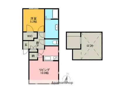 プリマ前橋参番館(1LDK/1階)の間取り写真