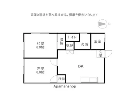 ラ・ヴェルディ龍舞(2DK/1階)の間取り写真