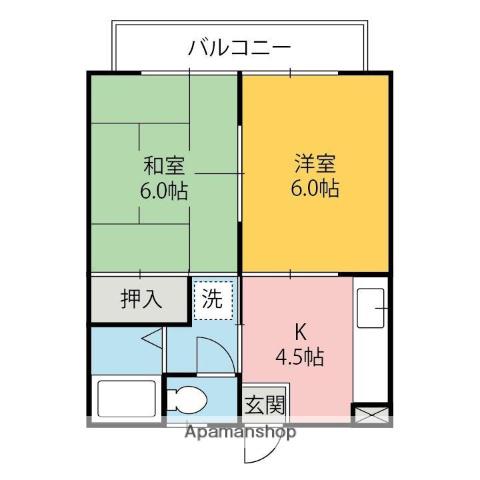太田ヴィレッジⅡ(2K/2階)の間取り写真