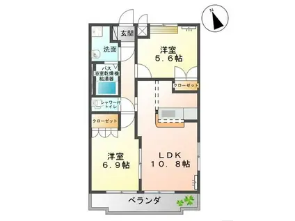 パルフェドルミナス(2LDK/1階)の間取り写真