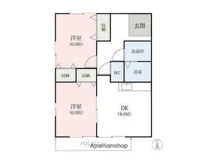 グレイスコートB(2DK/3階)の間取り写真