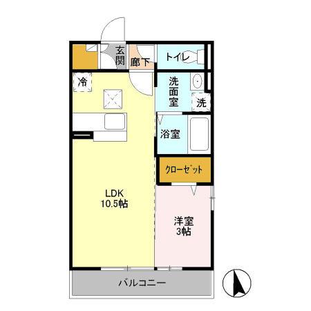 ライデンハイツⅡ(1LDK/1階)の間取り写真