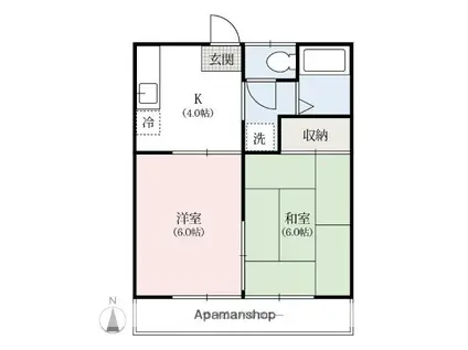 台ハイツB(2DK/1階)の間取り写真