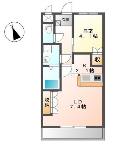 リバティミユウⅠ(1LDK/2階)の間取り写真