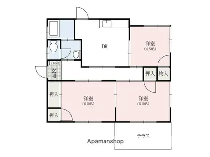 東武鉄道桐生線 藪塚駅 徒歩32分 1階建 築53年(3DK)の間取り写真
