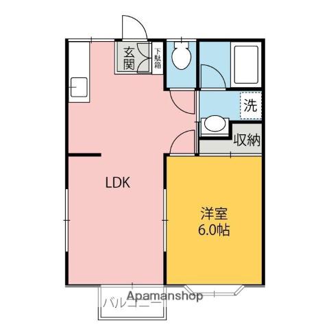 ジーヴァ 2(1LDK/2階)の間取り写真