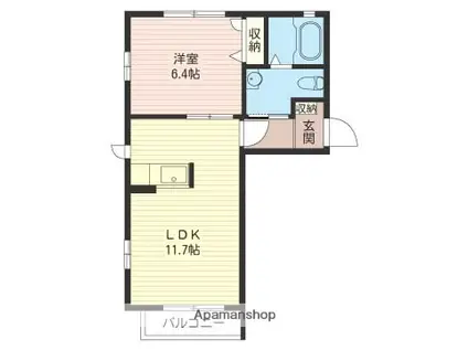 グラン・フォンテーヌⅡ B(1LDK/2階)の間取り写真