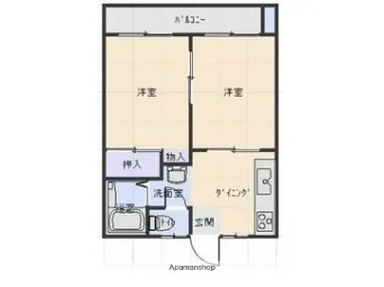 サンパレス小金井(2DK/2階)の間取り写真