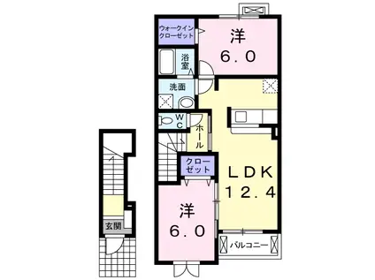ソレイユ B(2LDK/2階)の間取り写真